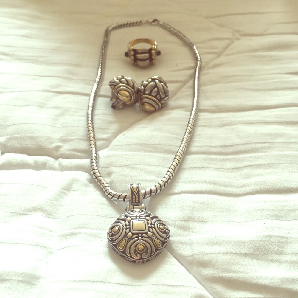 Earrings/Necklace/Ring set. Sterling.